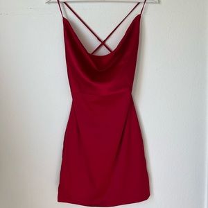 Oh Polly Strappy Cowl Neck Satin Mini Dress Size 4